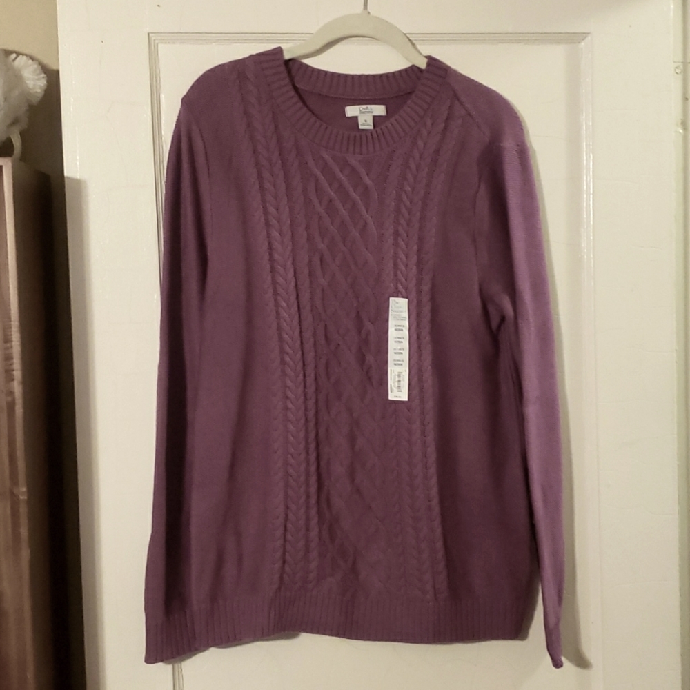 Croft & Barrow Dark Dusky Pink Cable Knit Sweater Medium NWT
